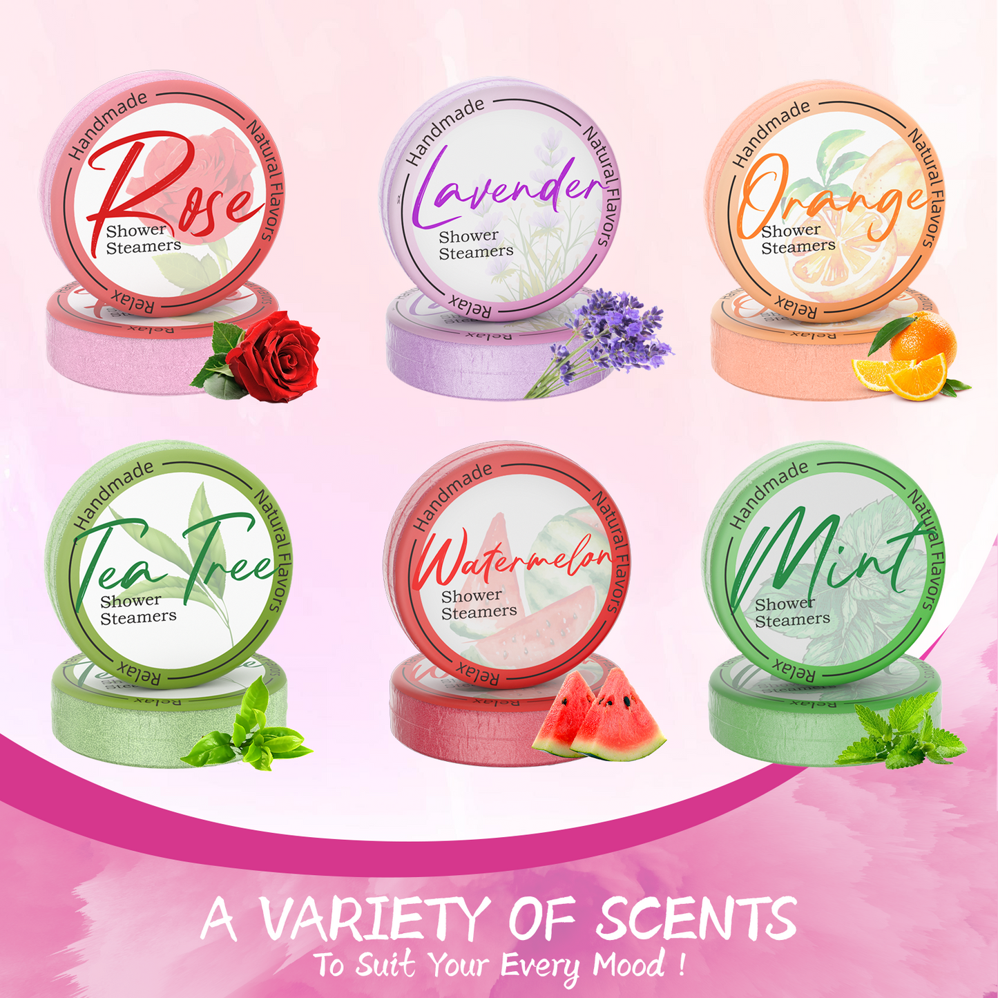 Shower Steamers Aromatherapy 8 Pack - Gifts for Women, Shower Bombs with Essential Oils, Self Care and Stress Relief Stocking Stuffers, Relaxation Birthday Gifts for Women and Men. Pastel Flow Style
